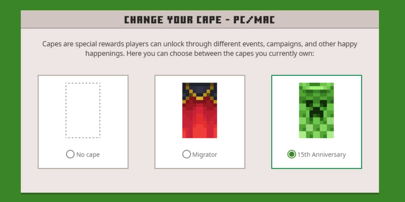 How To Get And Equip The Creeper Cape In Minecraft