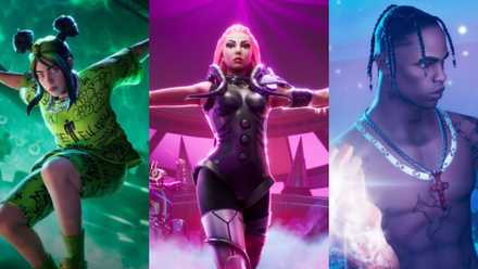 Billie Ellis, Lady Gaga and Travis Scott appear on Fortnite