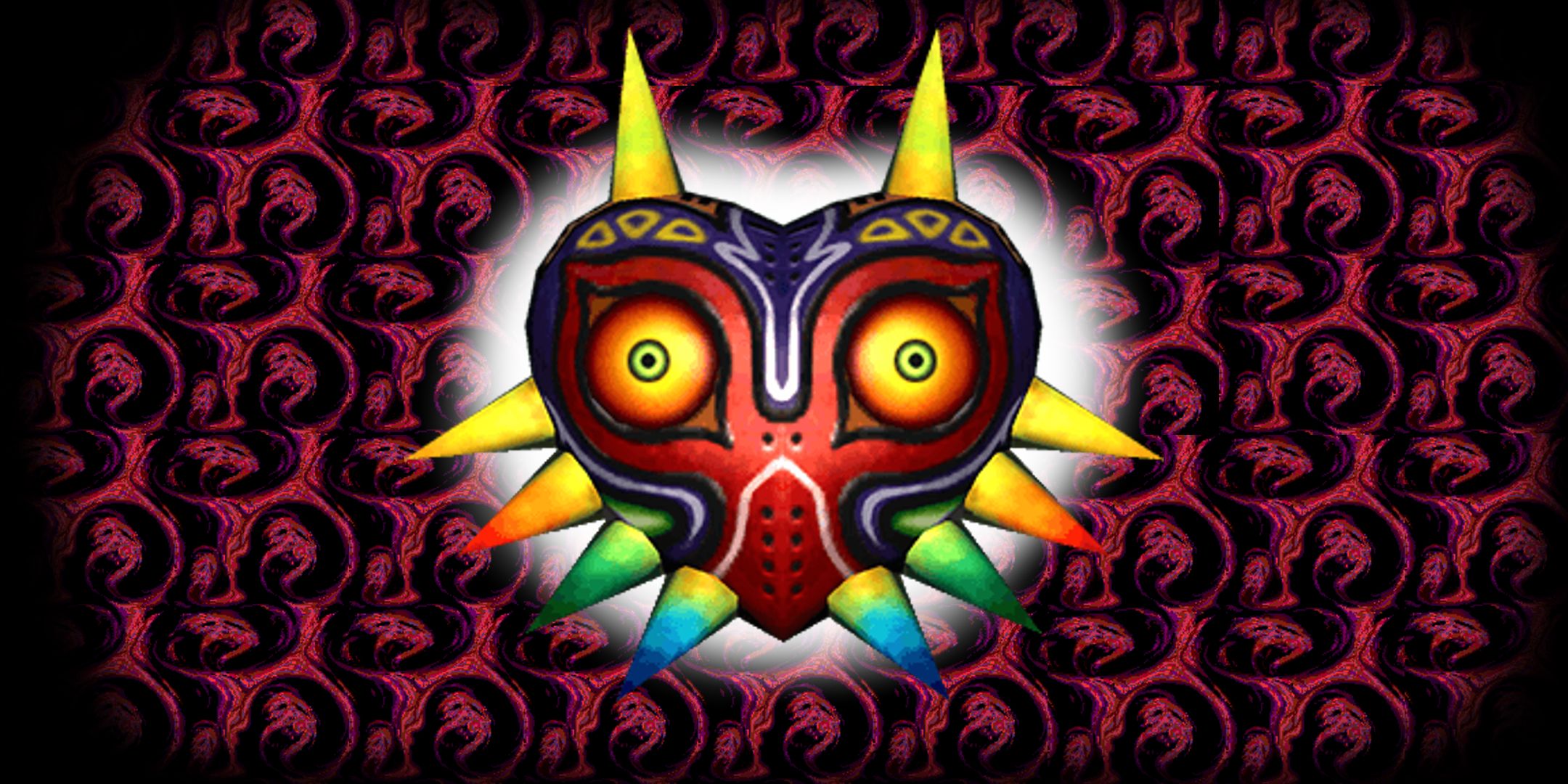 Majora's Mask glows above Giygus' battle background.