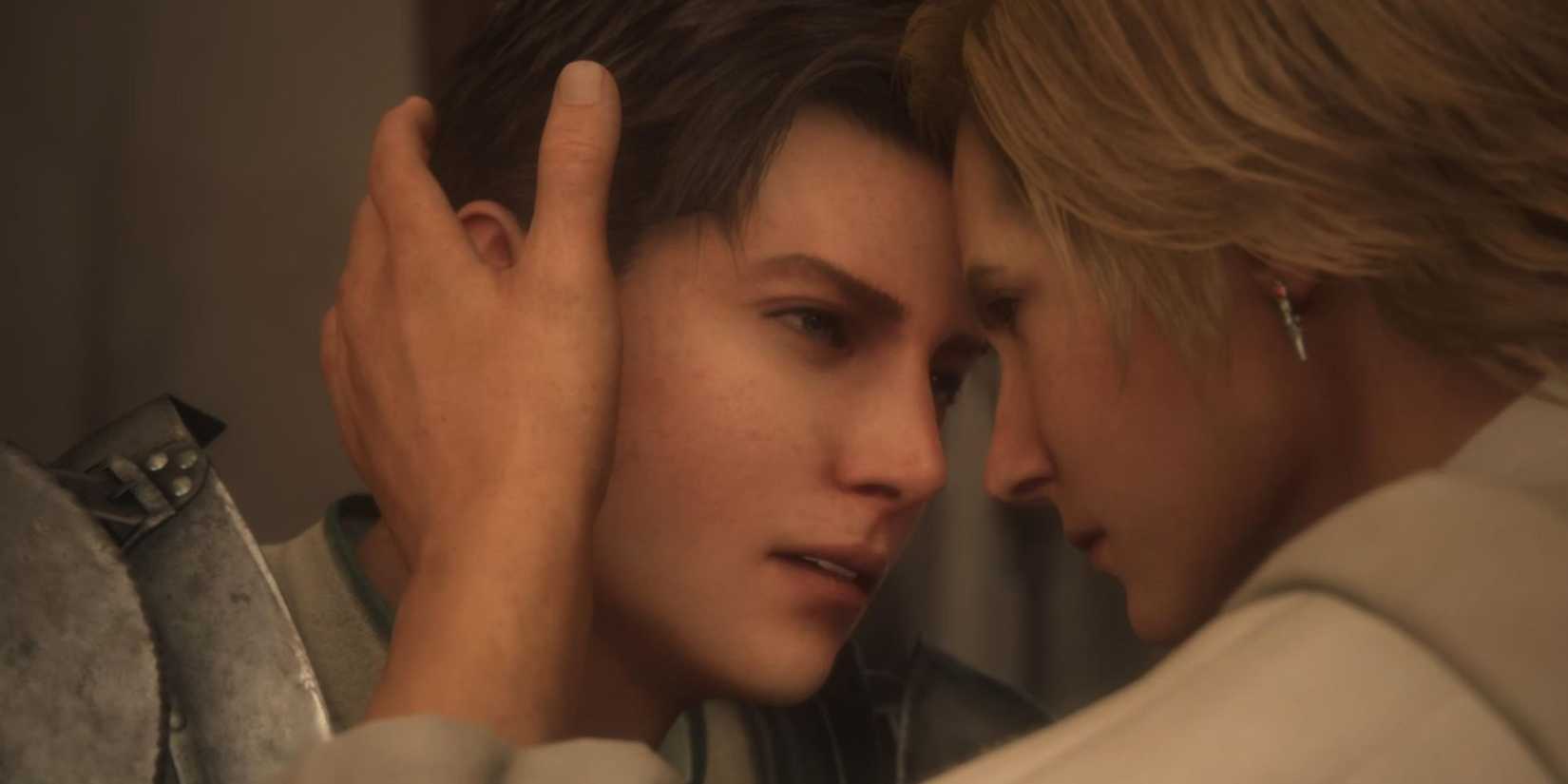 Dion and Terence pressing their foreheads together in Final Fantasy 16