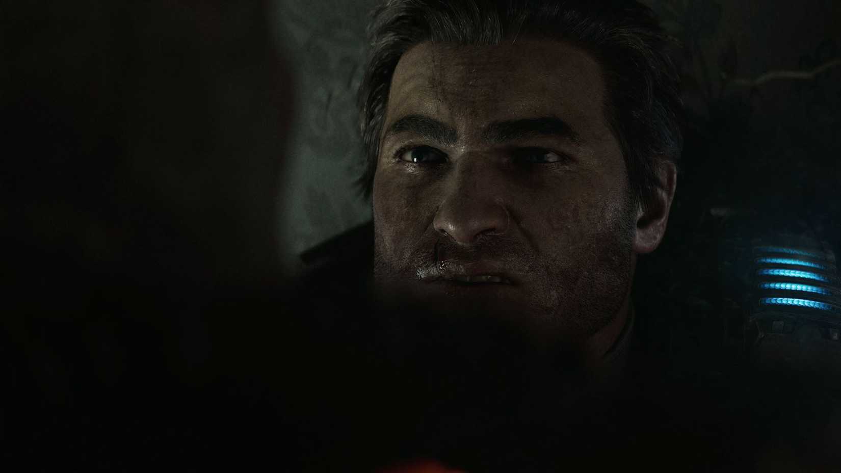 Gears of War: E-Day - Marcus Fenix ​​staring at Dominic Santiago