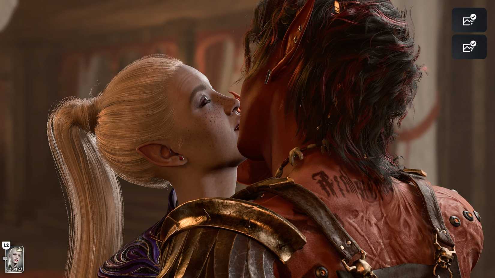 Karlach kissing the player character