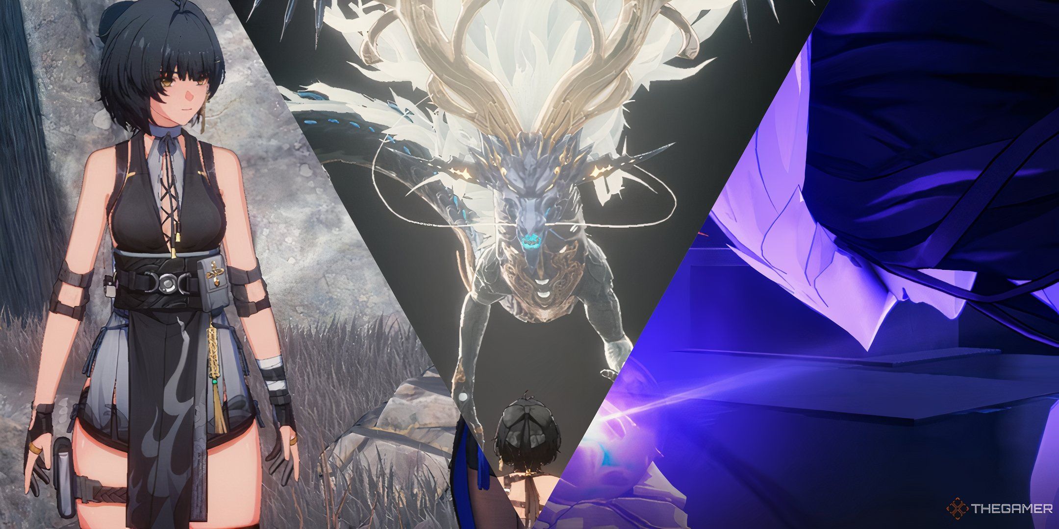 Wuthering Waves featured Image, with Rover, the dragon guardian of Jinzhou, and a Tacet Discord