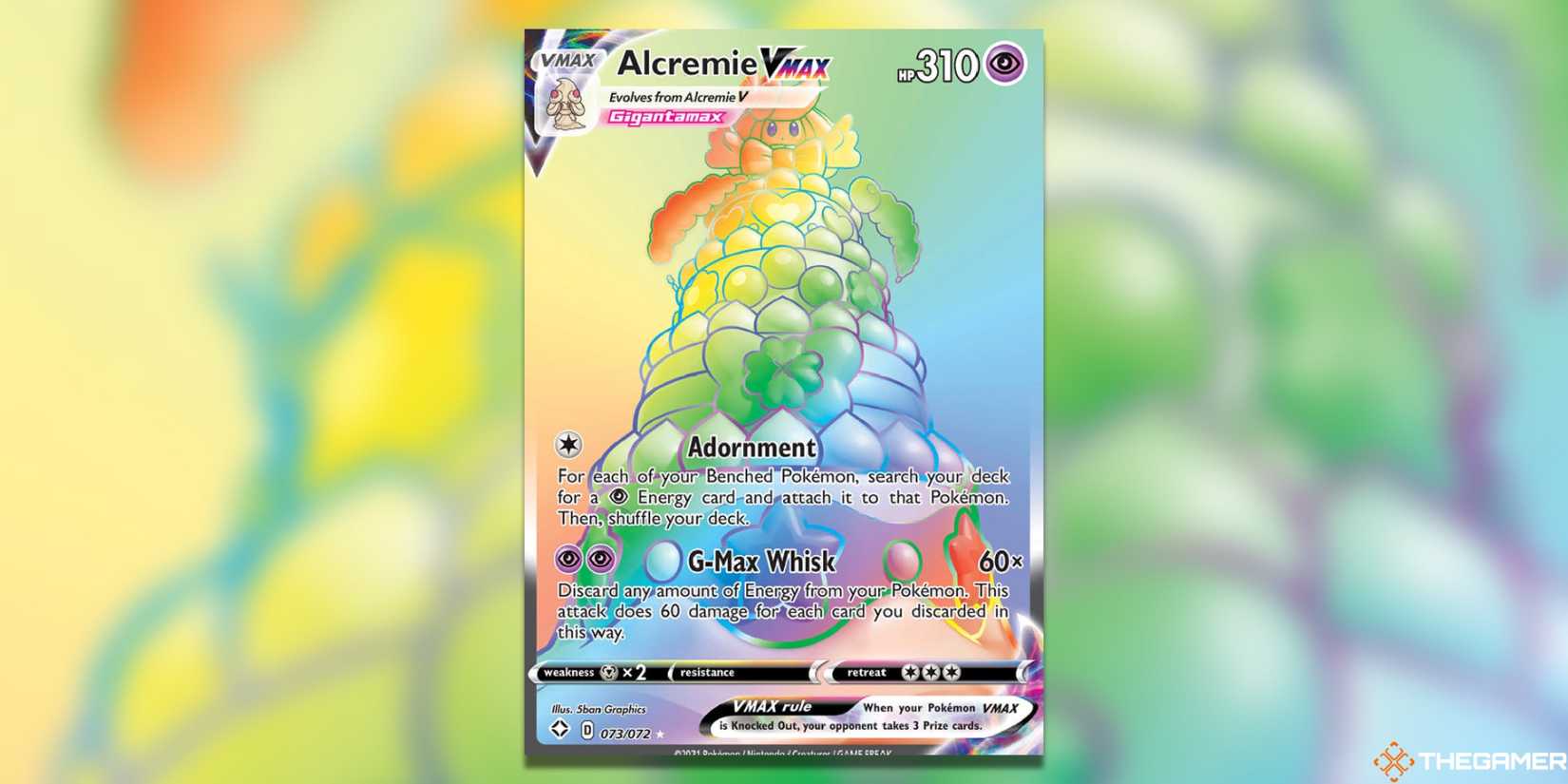 The Shining Fates Alcremie VMAX Secret by Pokemon TCG.