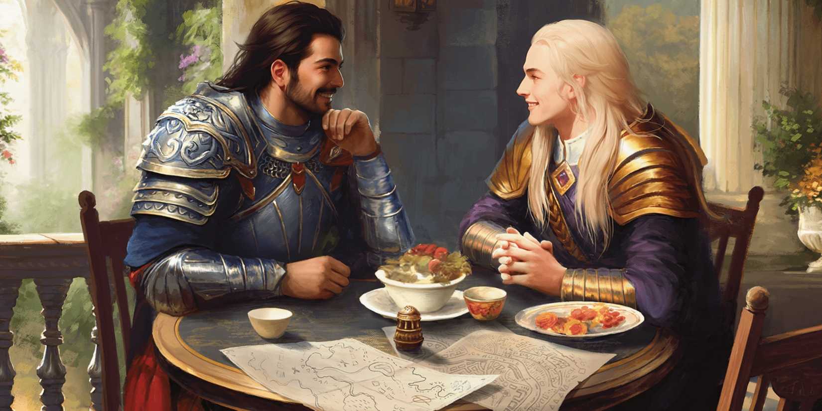 an artwork featuring young versions of Kas and Vecna chatting, from Dungeons & Dragons (DND).