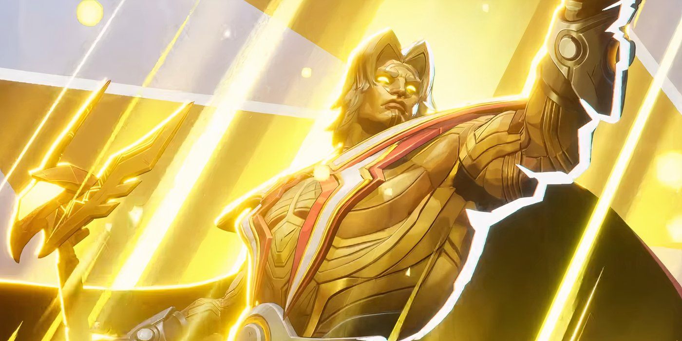 آدام وارلاک در Marvel Rivals در پس زمینه برق آسا.