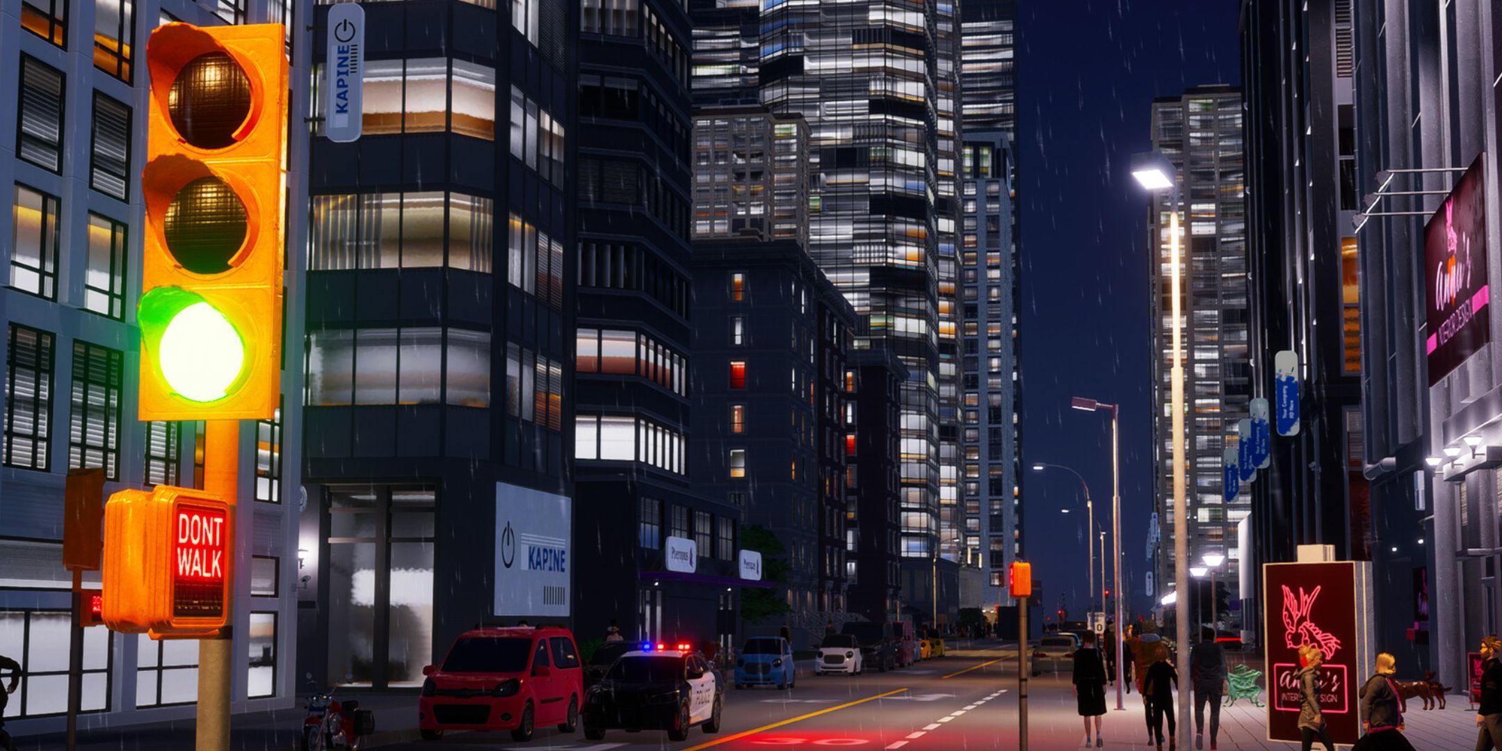 Vista aérea da cidade em Cities: Skylines 2