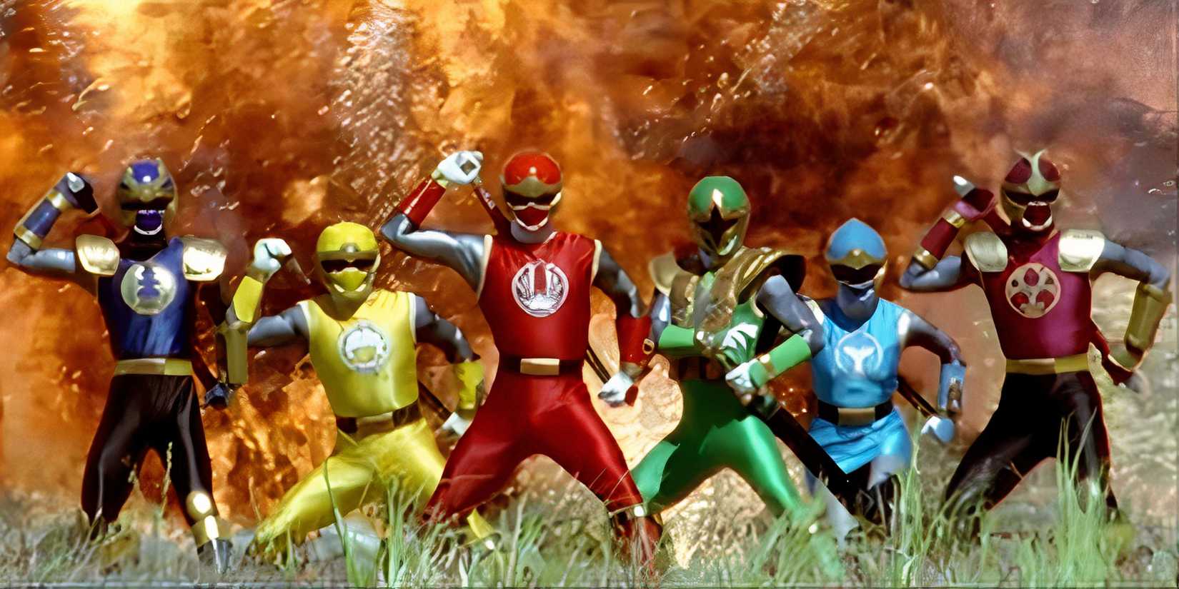 Dnd Ninja Ranger Ninja themed rangers stand in front of explosion