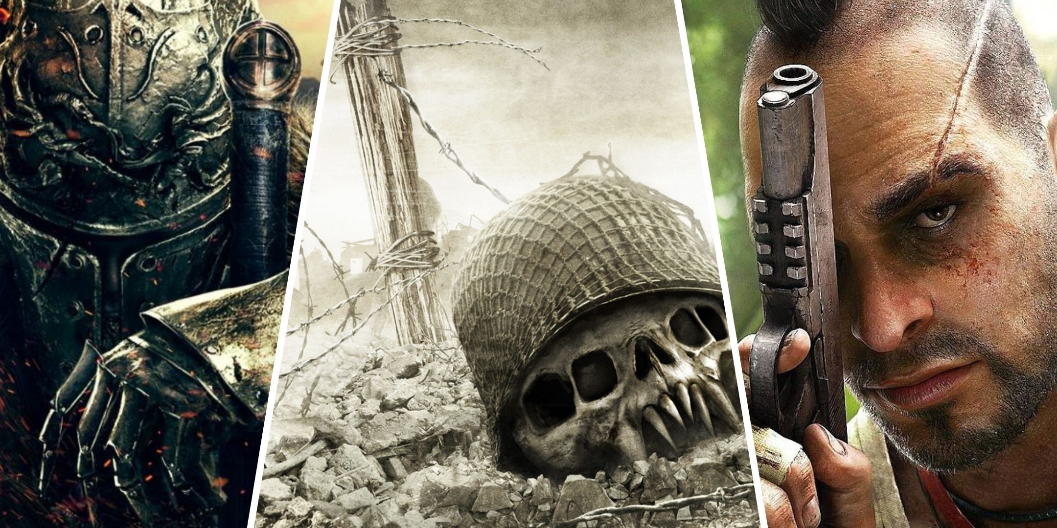 the covers for Dark Souls 2, Resistance: Fall of Man, and Far Cry 3