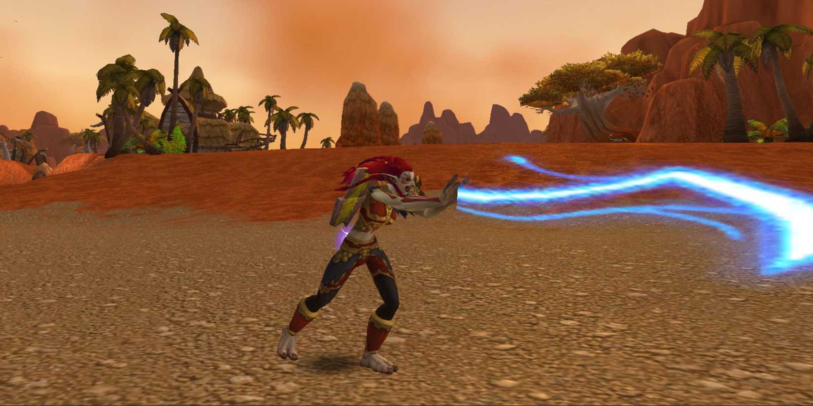 A Shaman from World of Warcraft against the barrens background
