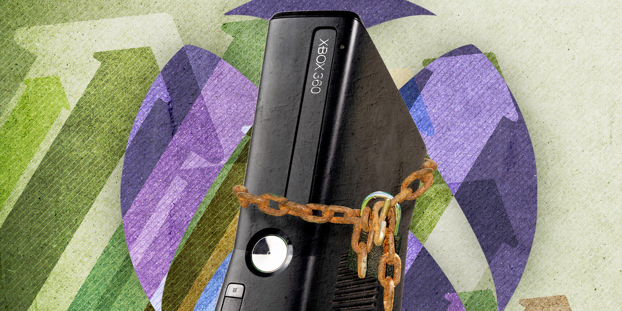 Xbox 360 bound by a rusty chain