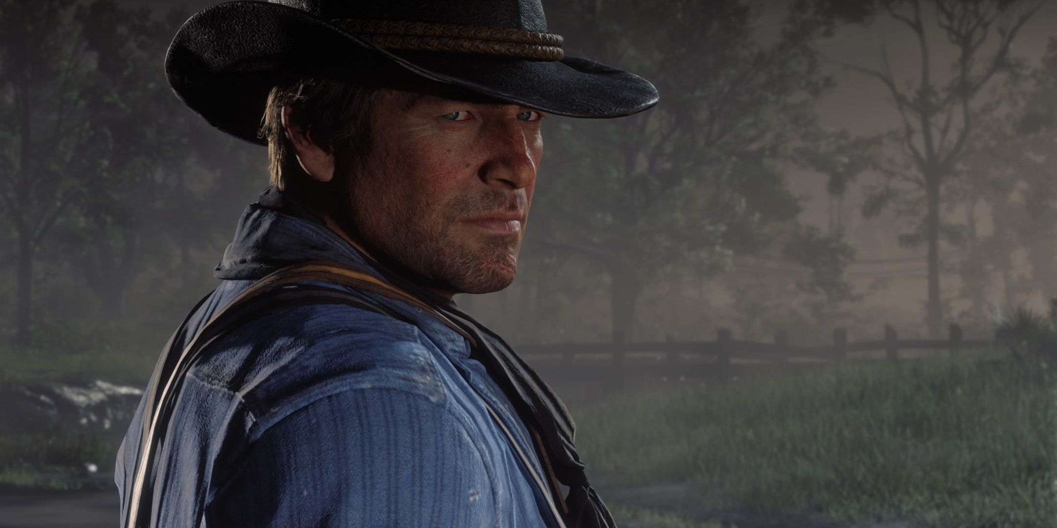 Arthur Morgan em Red Dead Redemption 2, com a palavra-chave Red Dead Redemption 2 em destaque.