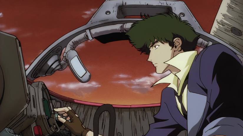 Spike adjusts the controls in Cowboy Bebop.