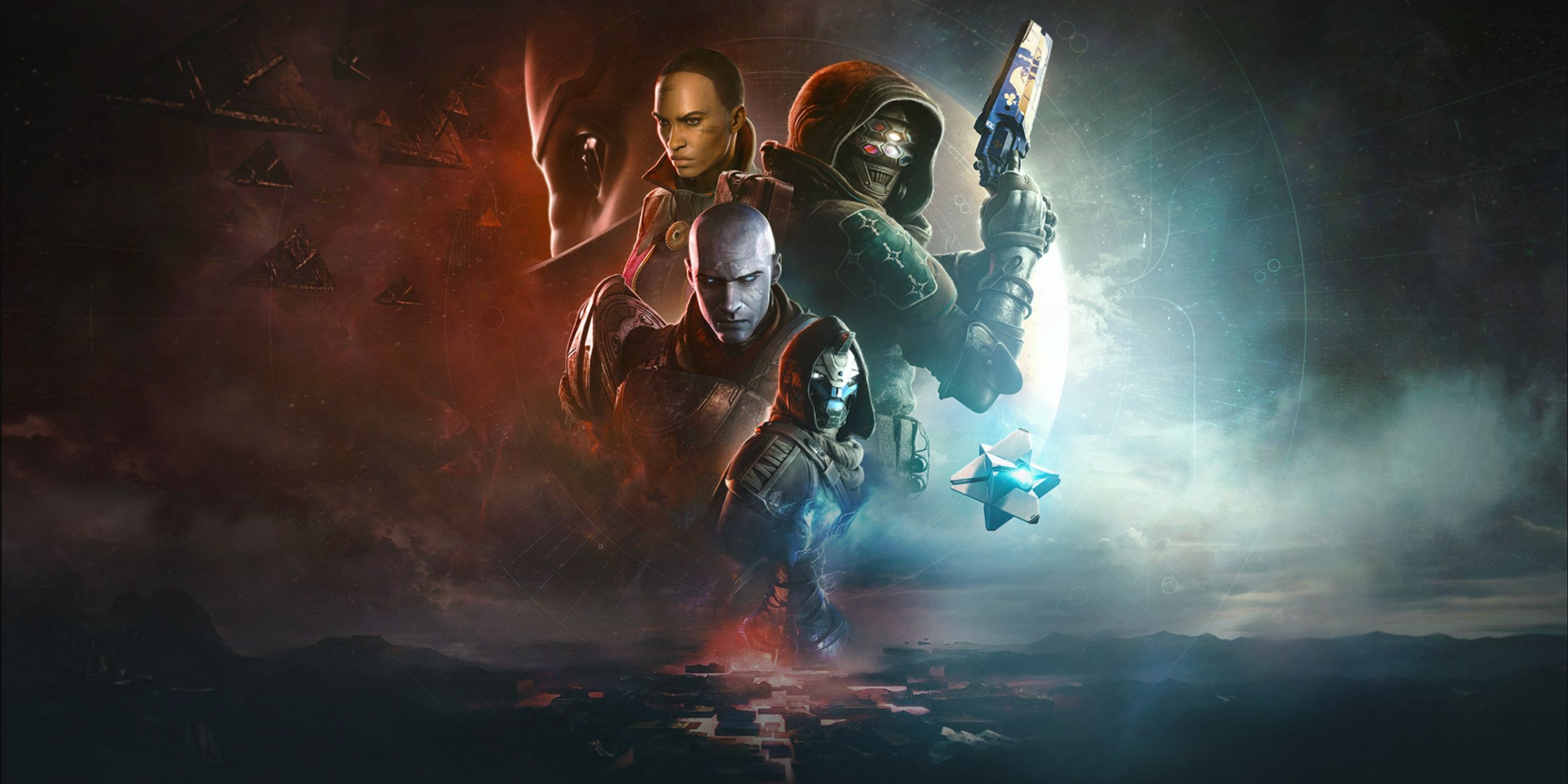 Imagem promocional de Destiny 2: The Final Shape com os personagens principais.