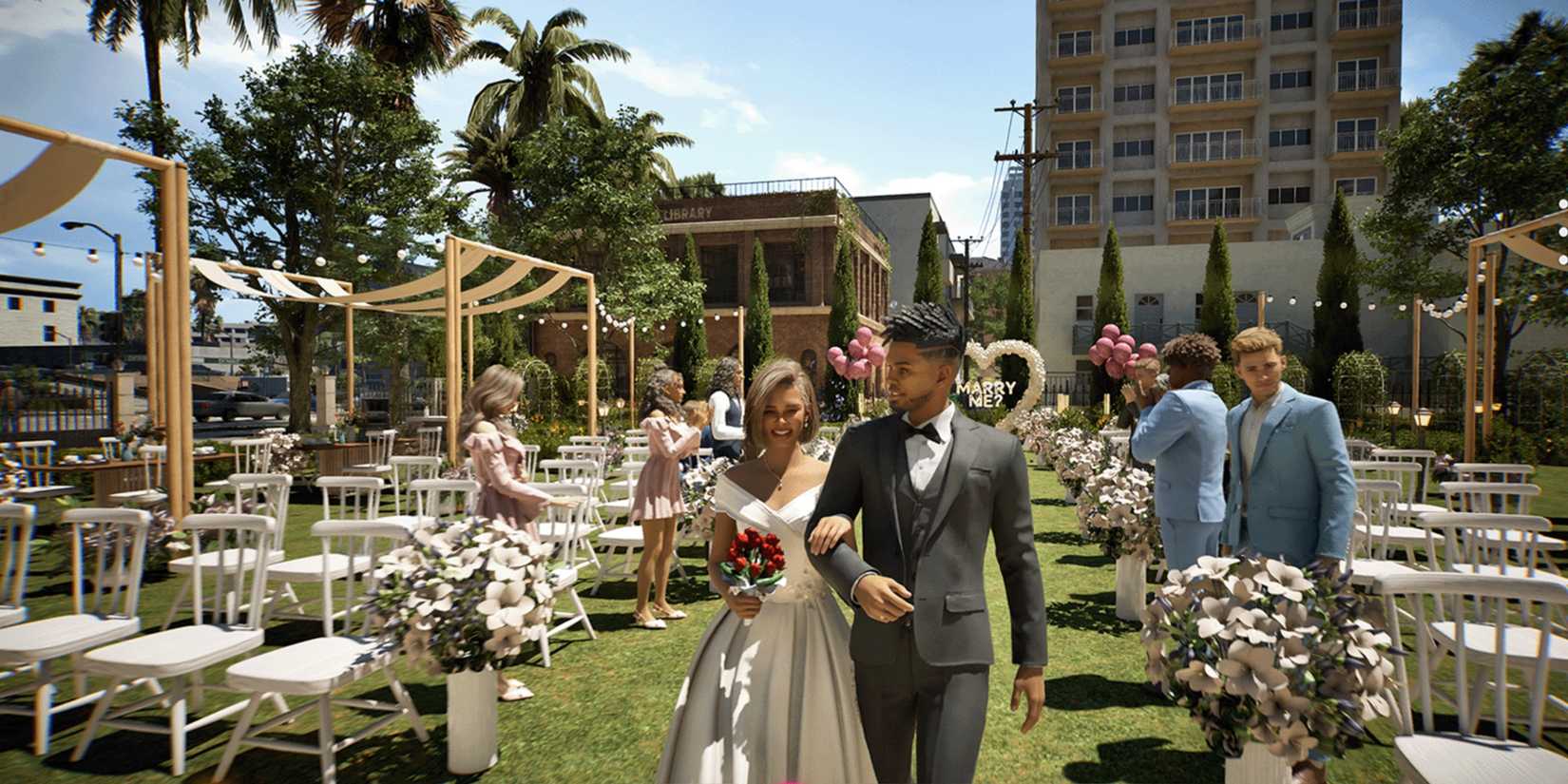 inZOI Couple getting married and walking down the isle