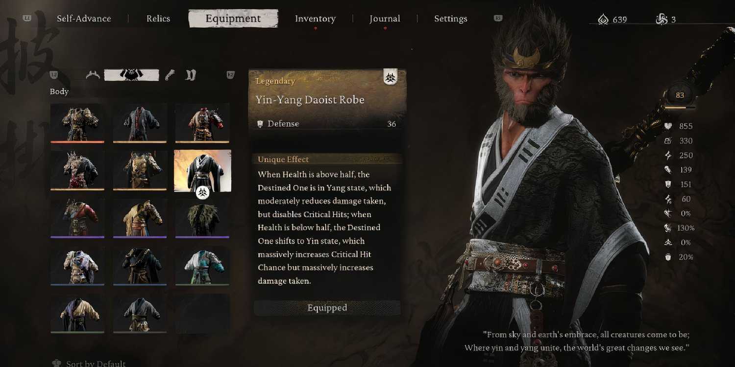 Yin Yang Robe Best Armor Sets In Black Myth: Wukong