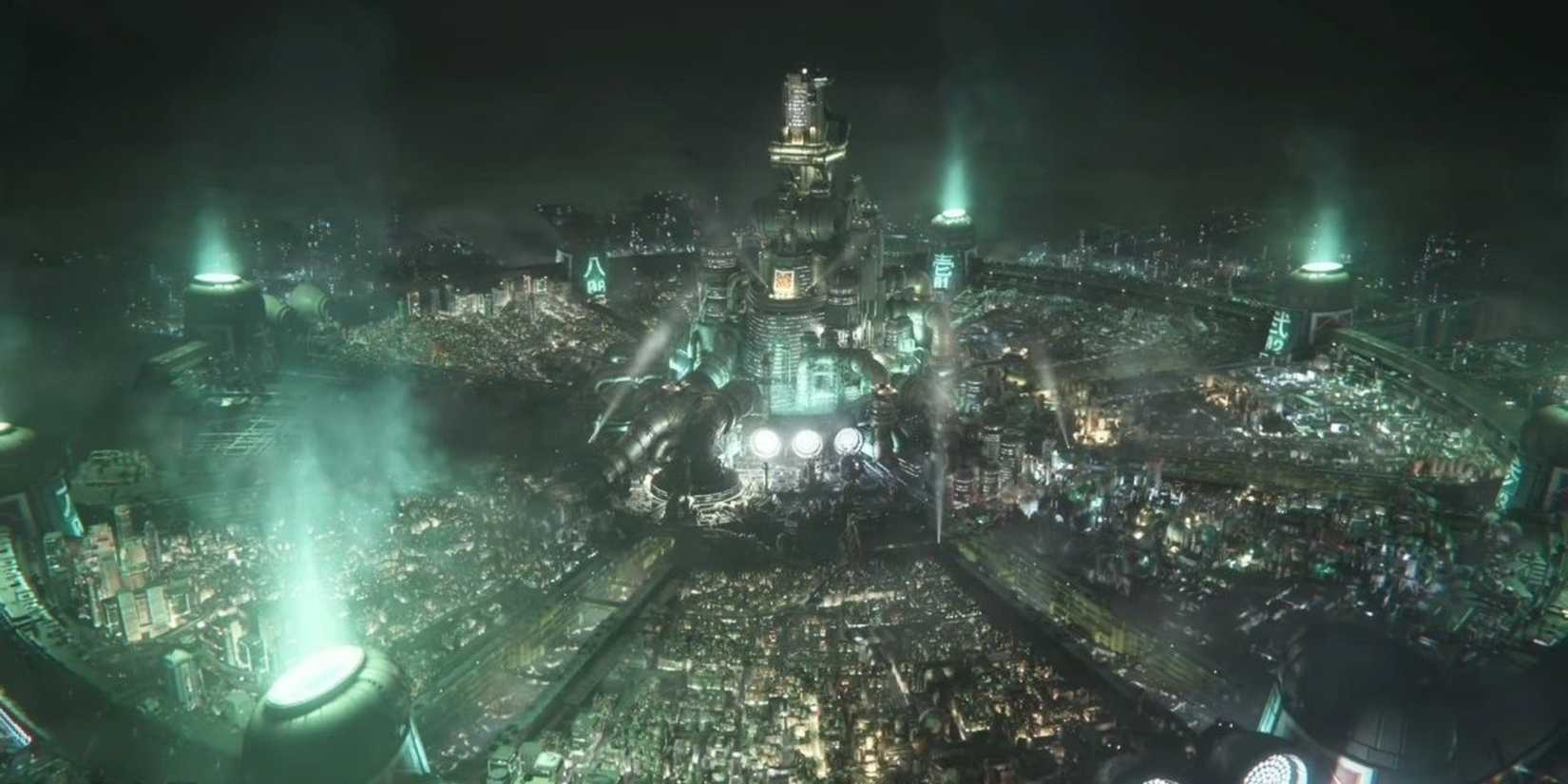 a birds-eye view of Midgar city from Final Fantasy 7.