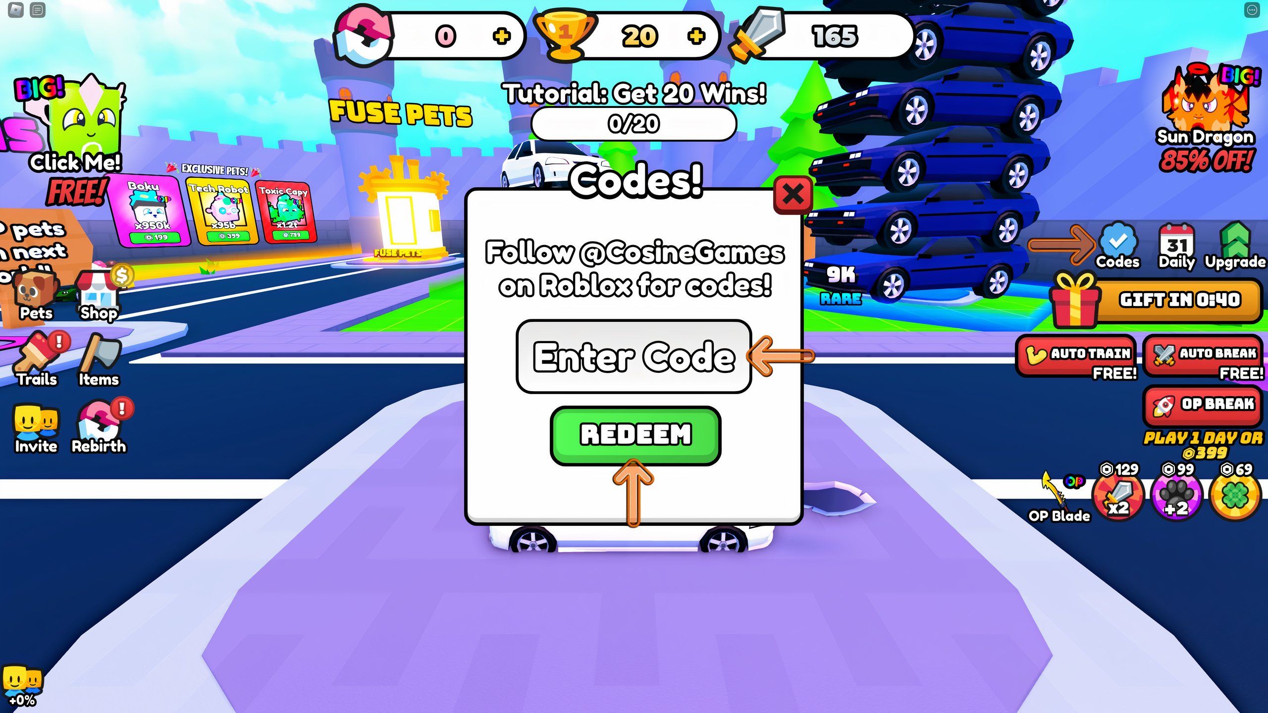 1 Car Every Click Codes - Roblox