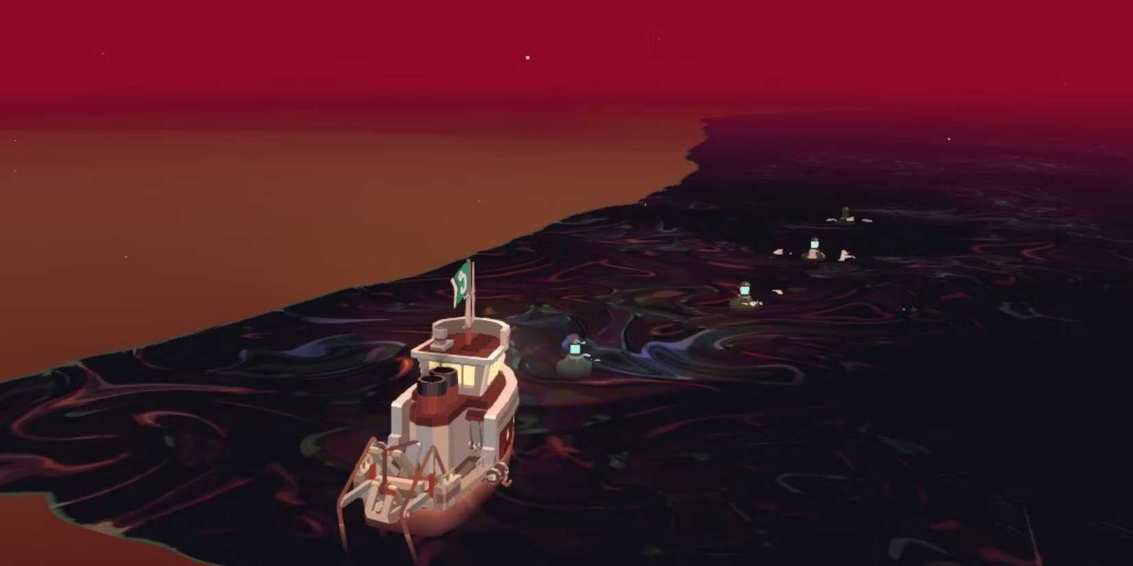 The oil released from the Iron Rigs drilling polluting the ocean in Dredge.
