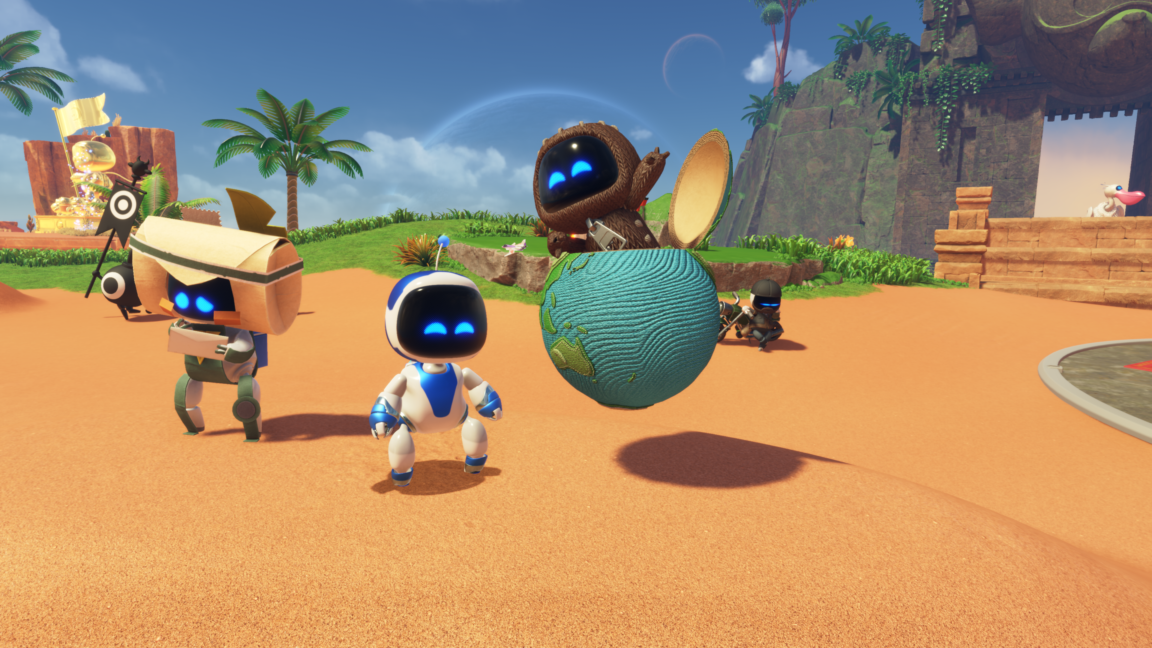 Astro Bot Crash Site pic with Sackboy inside a LittleBigPlanet
