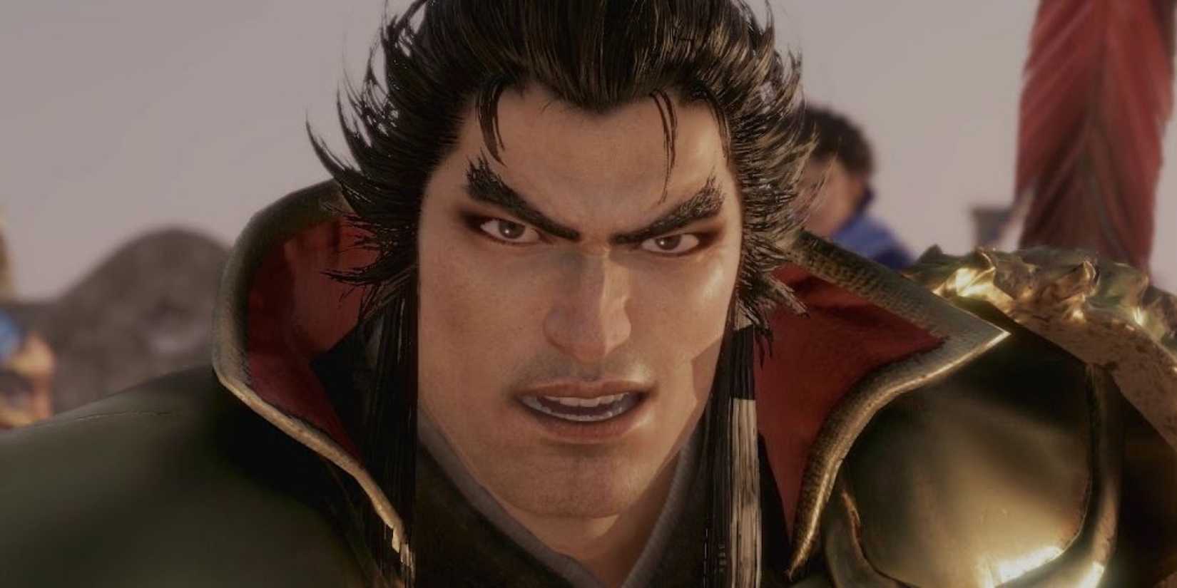 A close-up of Lu Bu in Dynasty Warriors 9.