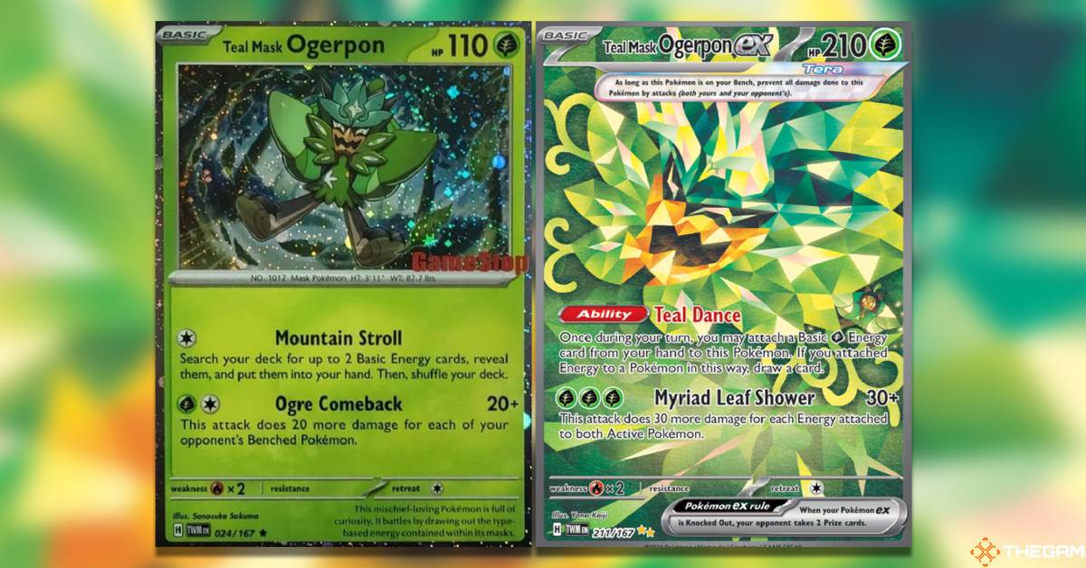 ogerpon ex pokemon card Mask Lot Teal Hearthflame Wellspring Cornerstone this item offers a spectacular aesthetic for a gallery Teal Mask Ogerpon ex (sv8pt5-145)