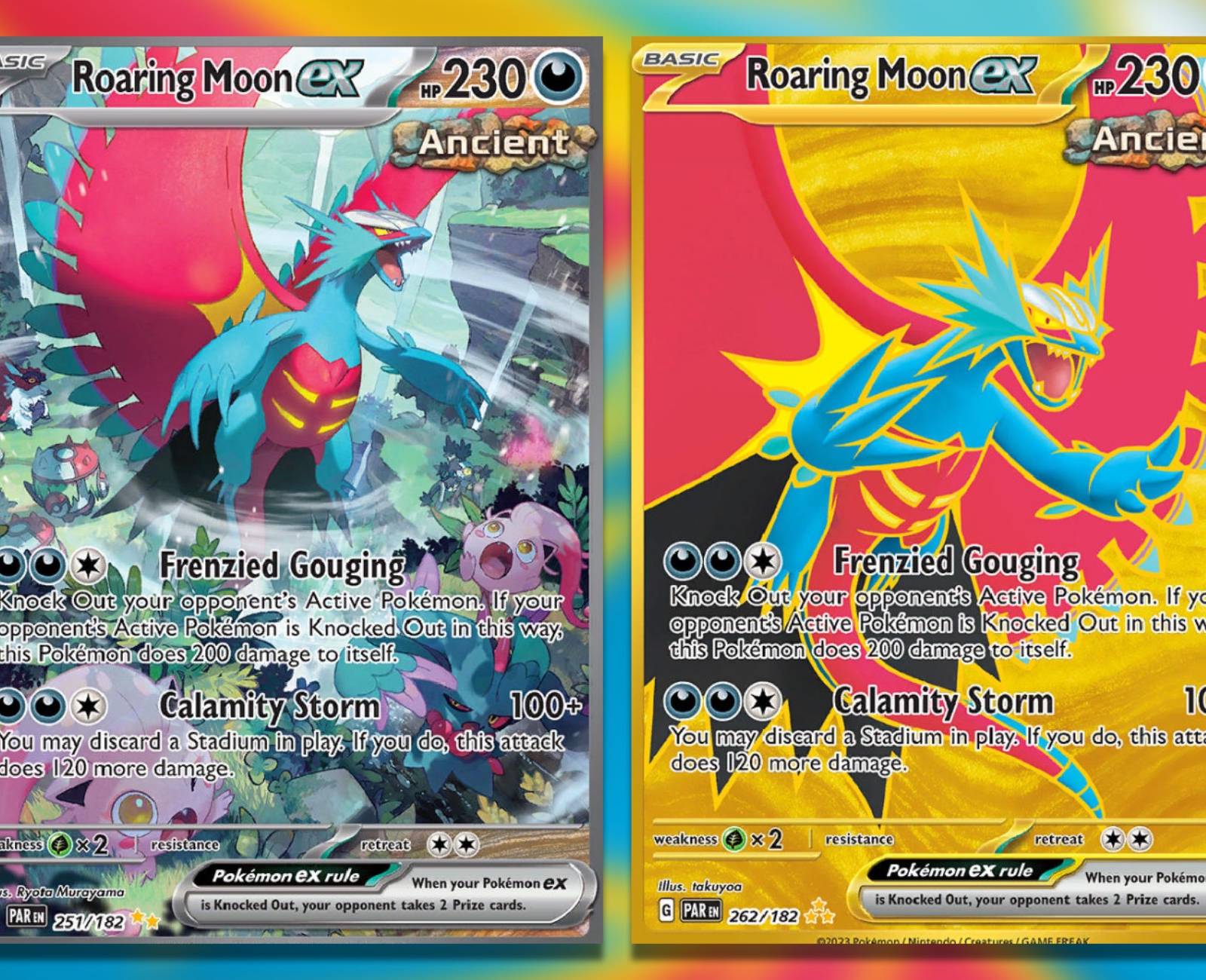 roaring moon ex pokemon card price 262/182 Darkness Calamity Storm (100+) You may discard a Stadium in play Roaring Moon Ex