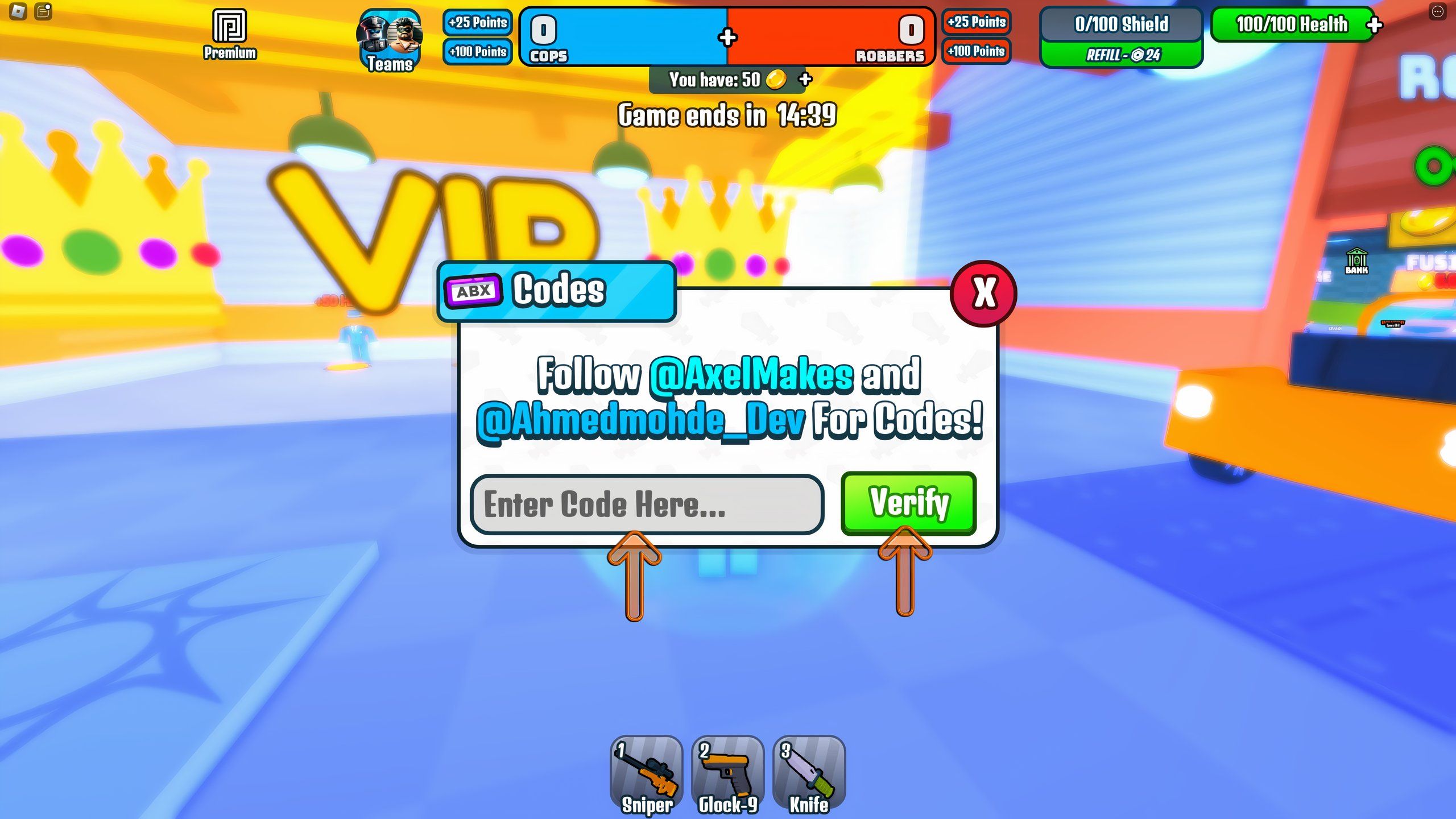 Cops VS Robbers Codes - Roblox