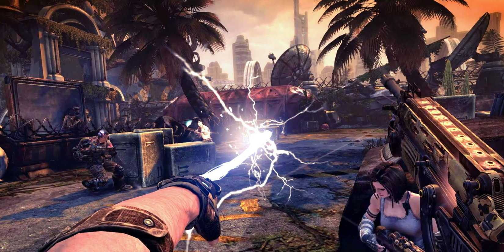 Using your leash on enemies in Bulletstorm.