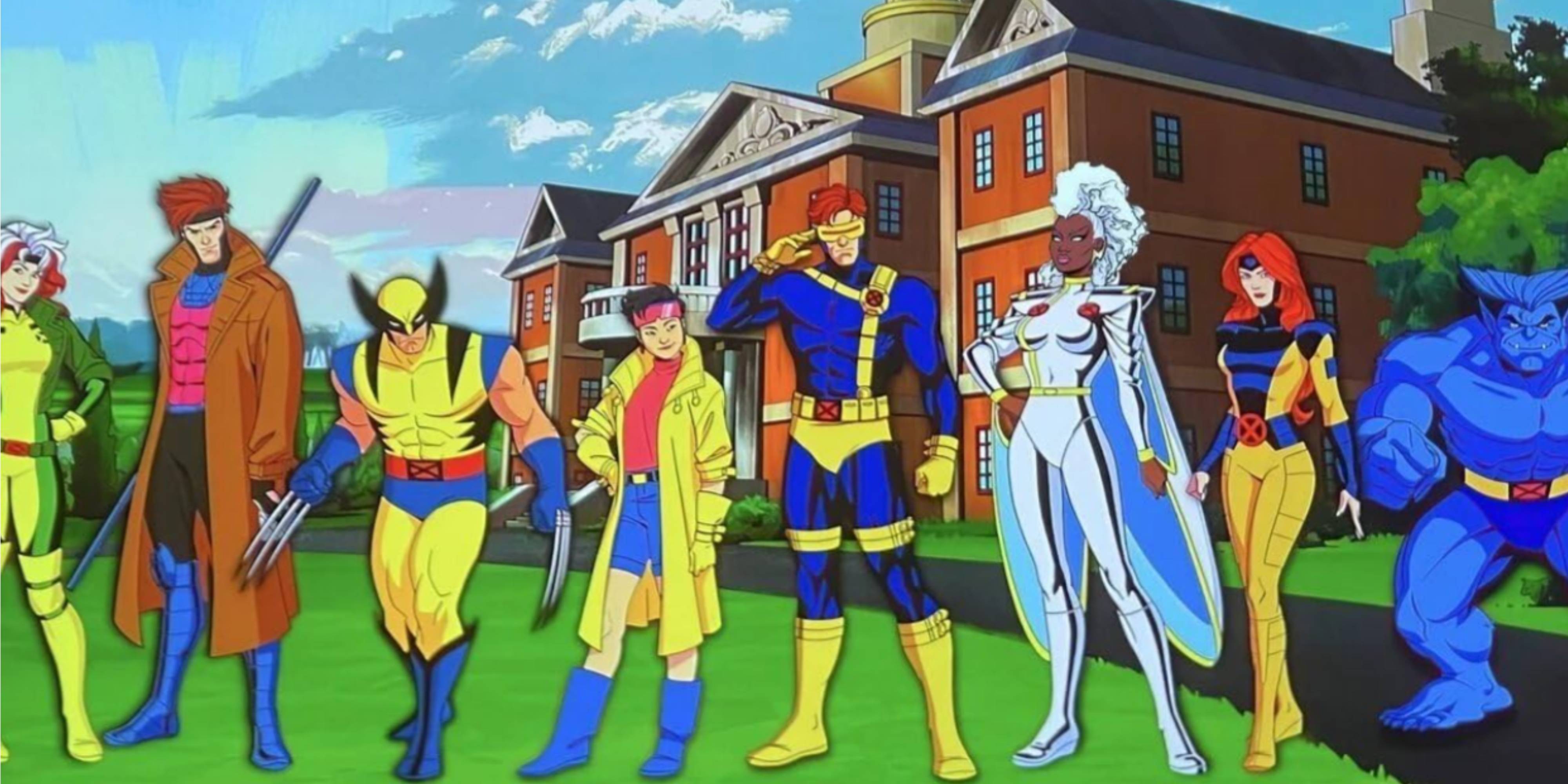 x-men 97 characters in front of the x-mansion
