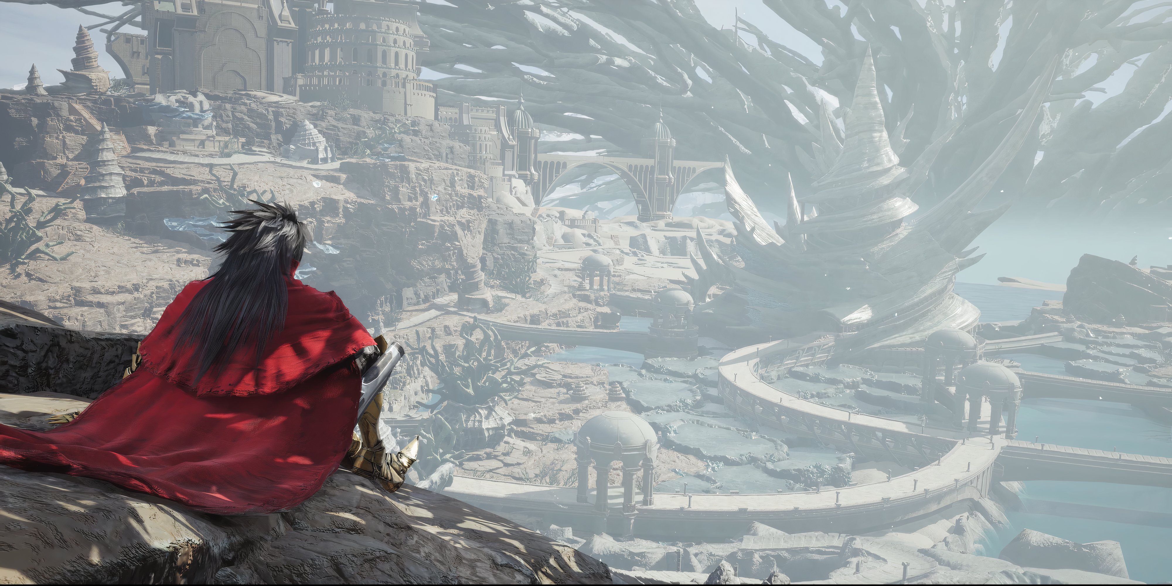 ff7 rebirth vincent sitting on a rock