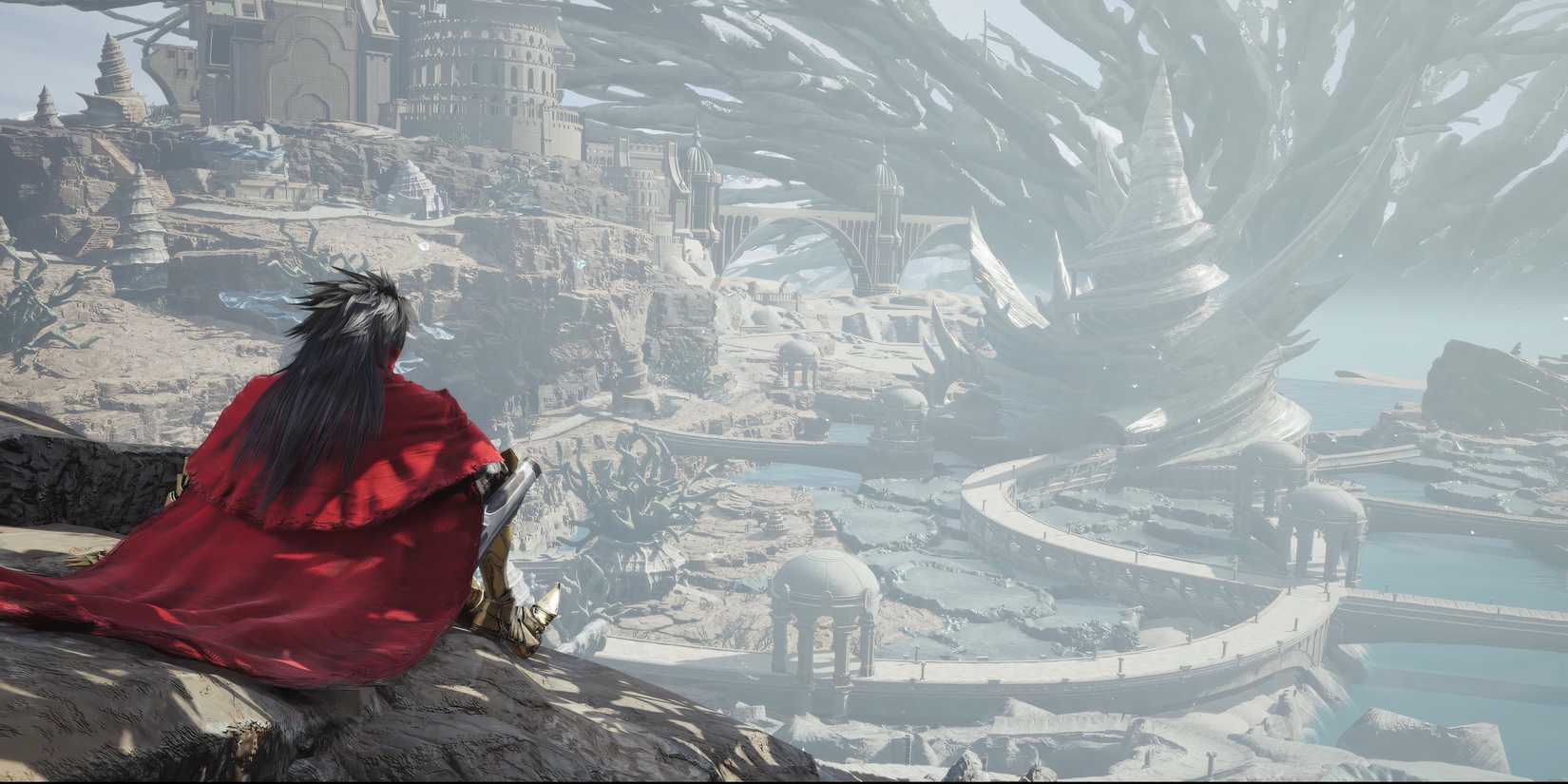 FF7 Rebirth vincent is sitting on a rock