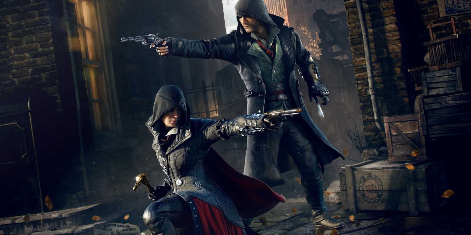 Evie and Jakob firing pistols in Assassin's Creed Syndicate.