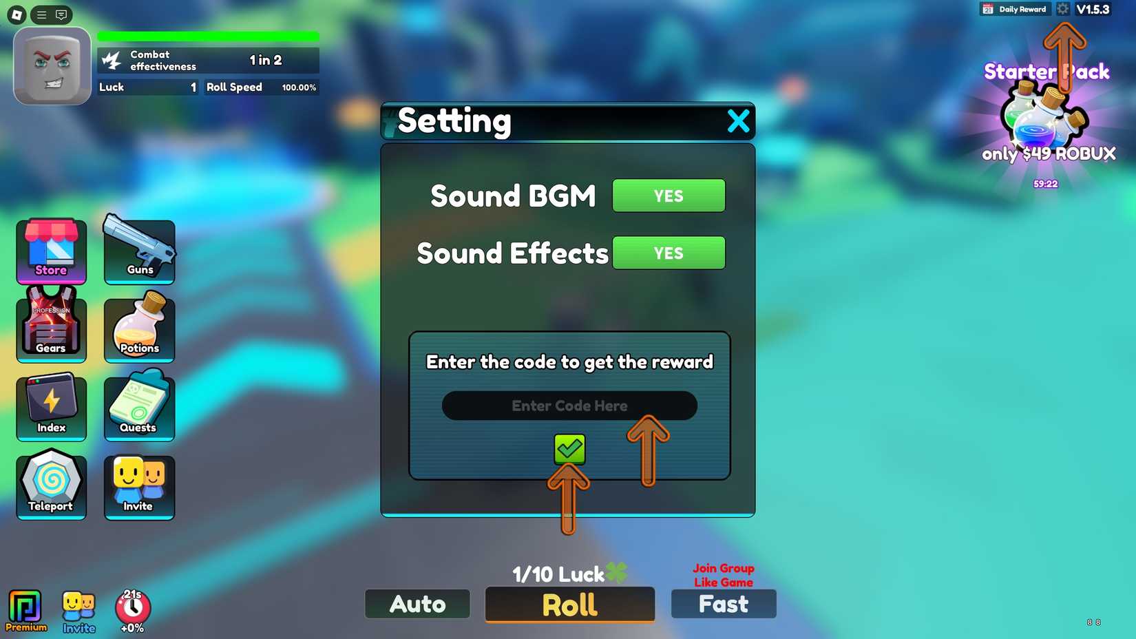 Guns RNG Codes - Roblox