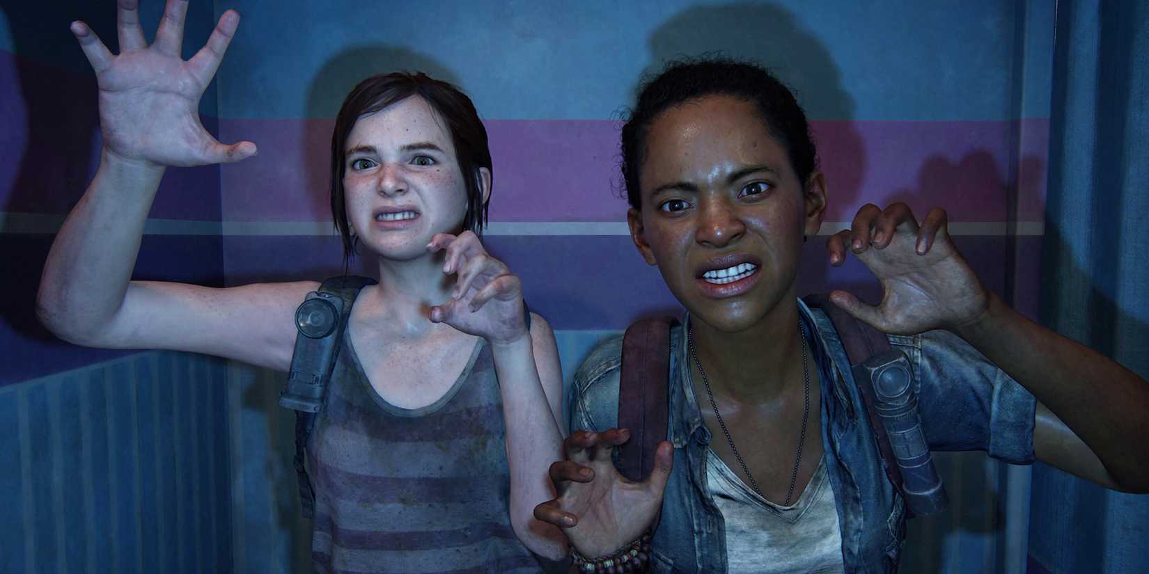 Ellie and Riley trying to look scary in The Last of U Part 1.