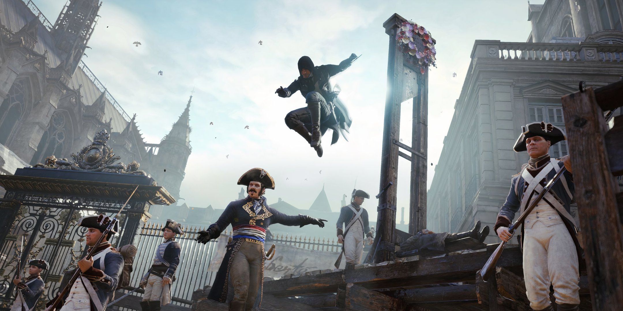 Arno going in for the kill in Assassin's Creed Unity.