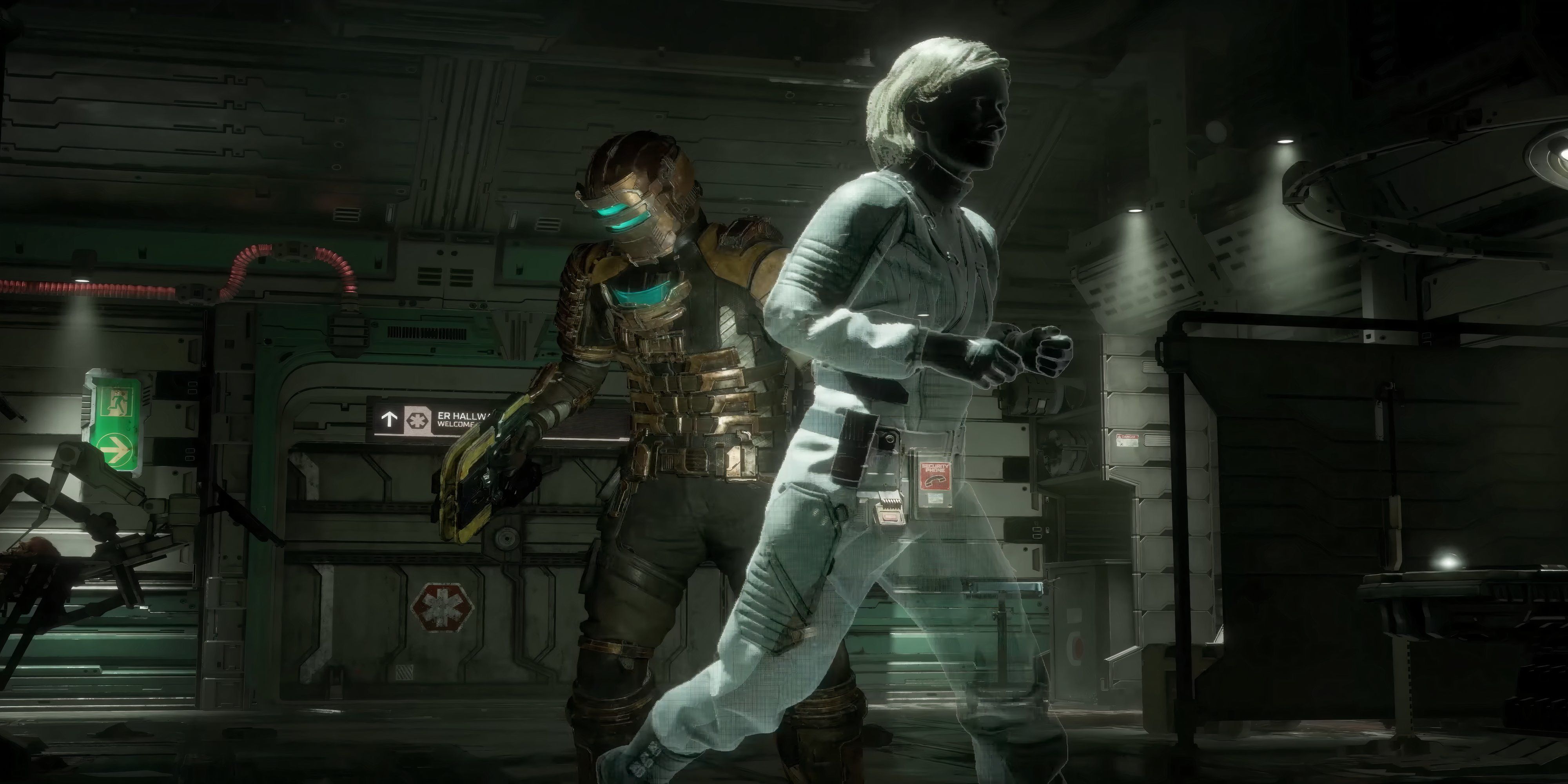 Isaac e sua esposa na Ishimura de Dead Space.