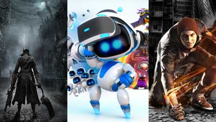 Featured art for Bloodborne, Astro Bot: Rescue Mission, and Infamous: Second Son.
