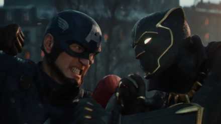 captain america tries to punch black panther in marvel 1943 rise of hydra.