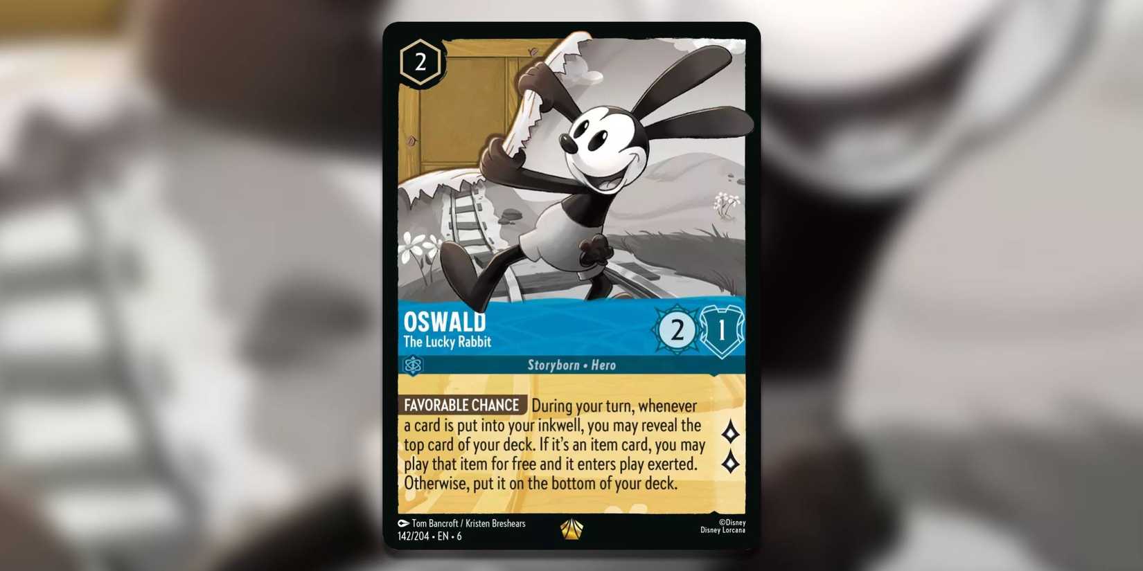 lorcana oswald card - Azurite Sea - - The Lucky Rabbit (Legendary) you may reveal the top card of your deck Oswald - The Lucky Rabbit