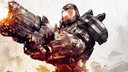 A soldier in futuristic armor fires a gun in Conduit 2.