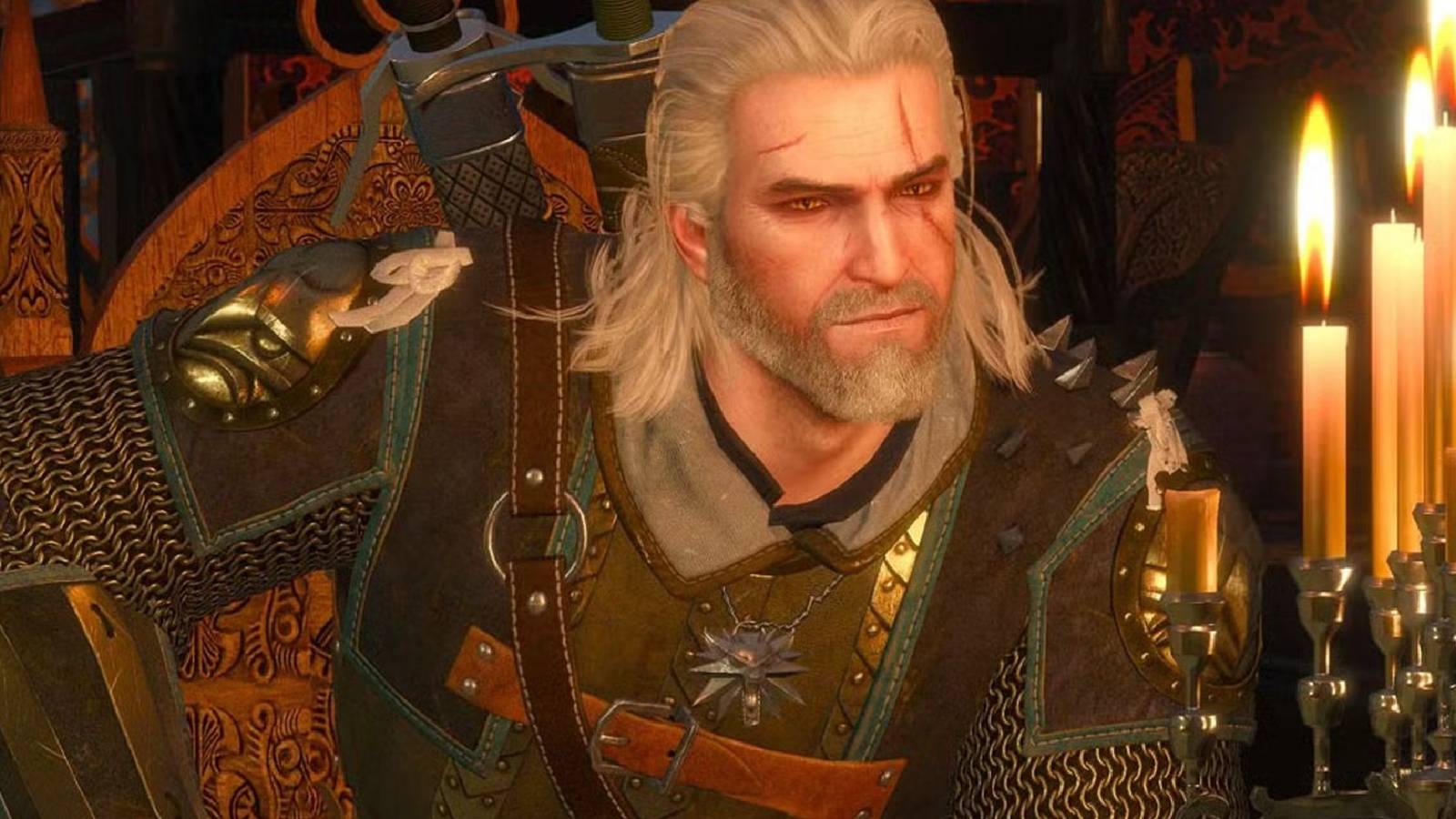 Geralt in The Witcher 3 in full armor.