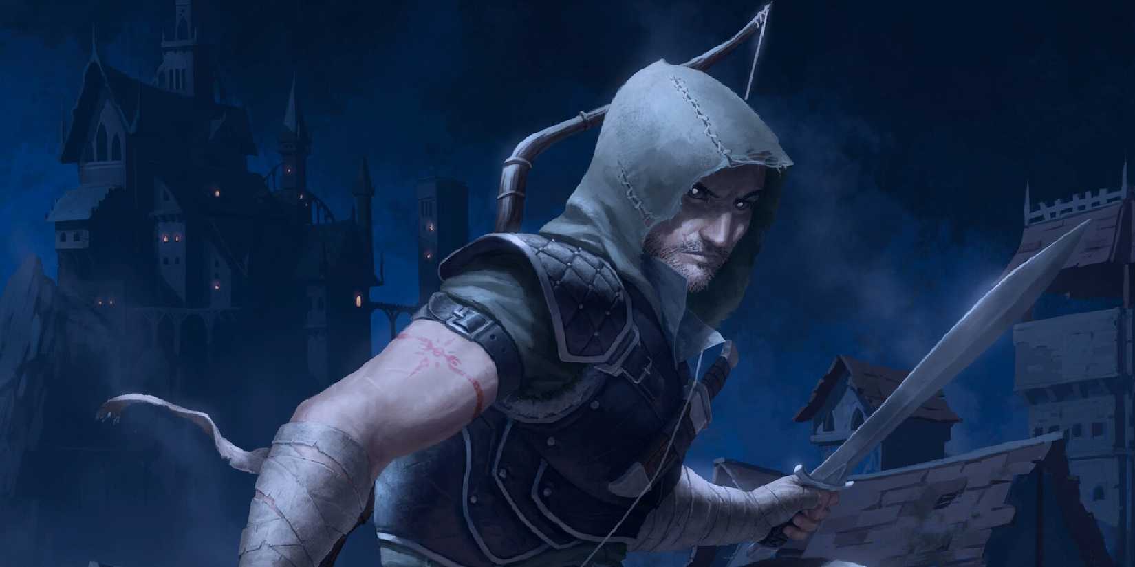 A rogue on a rooftop from DND.