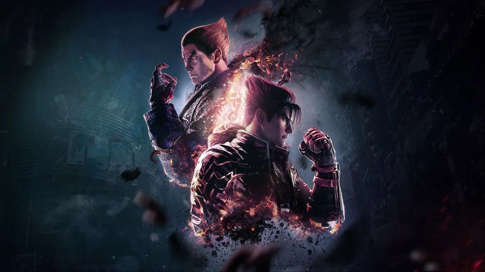 Key art showcasing Kazuya Mishima and Jin Kazama in Tekken 8.