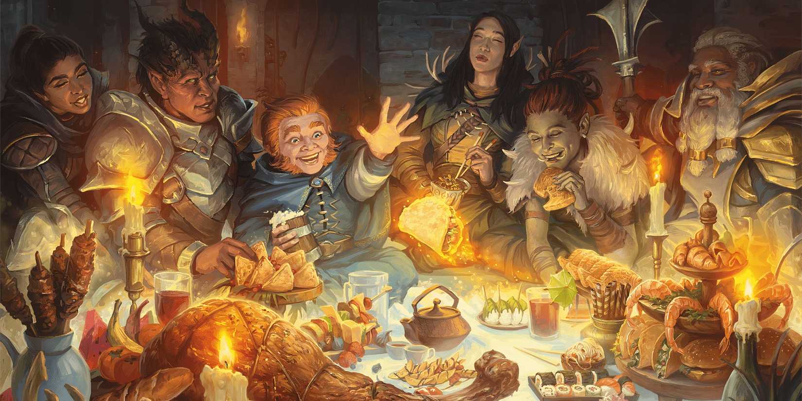 A sumptuous feast laid out on a table in DND.