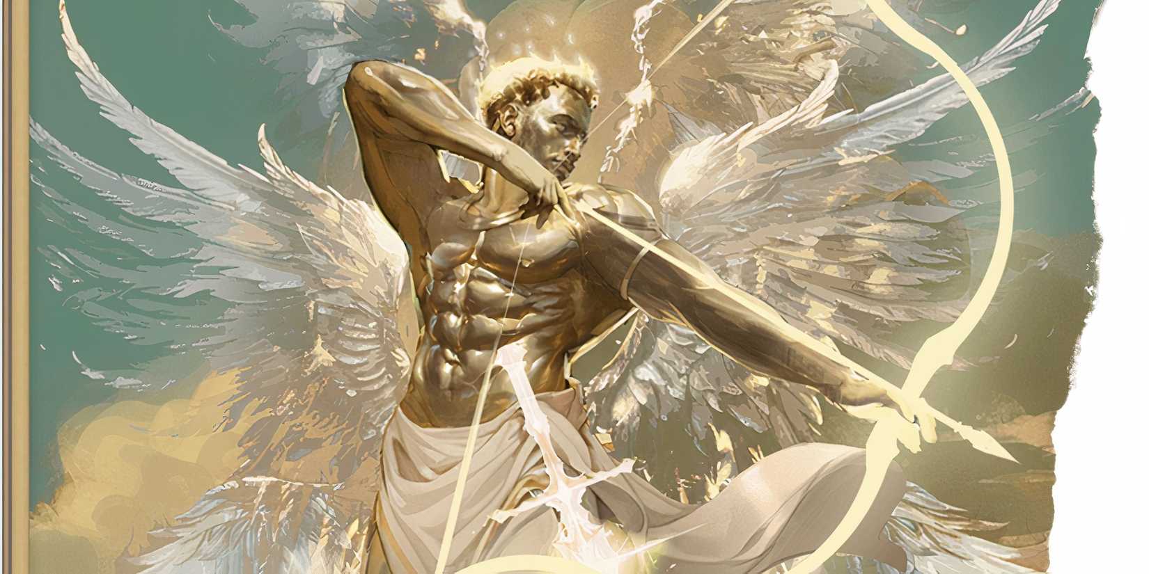 An angelic Solar firing a bow and arrow in DND.