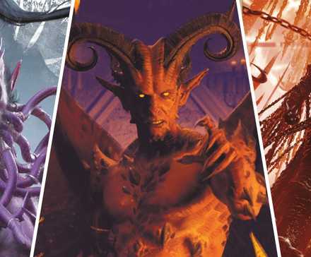Dungeons & Dragons image showing a barbed, horned and chain devils.