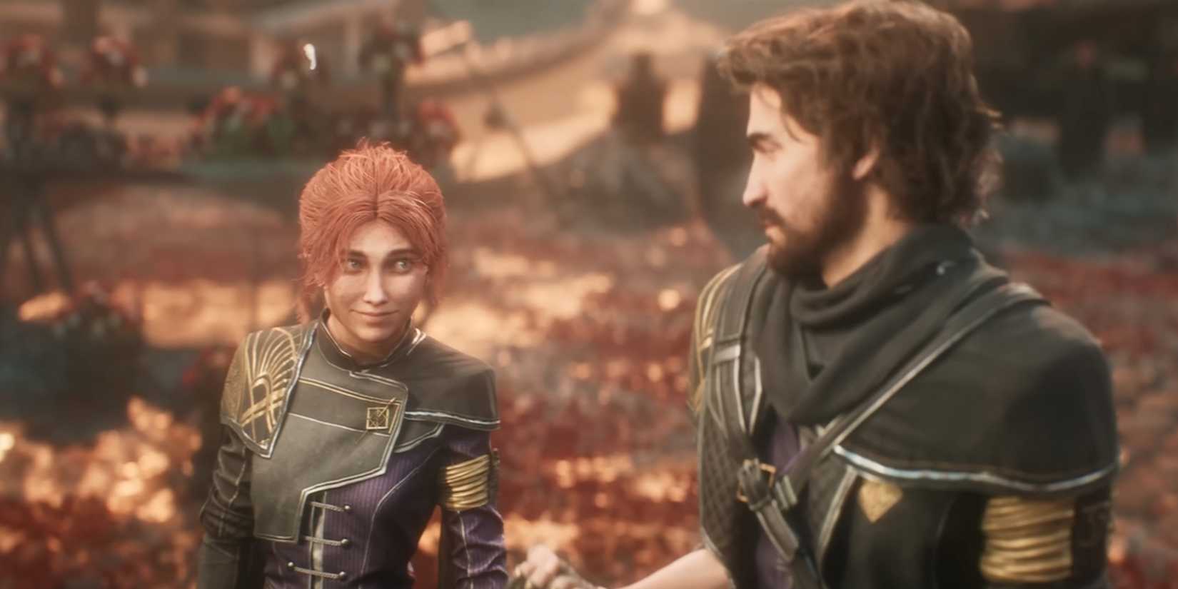 Clair Obscur : Maelle smiling at Gustave in Expedition 33 .