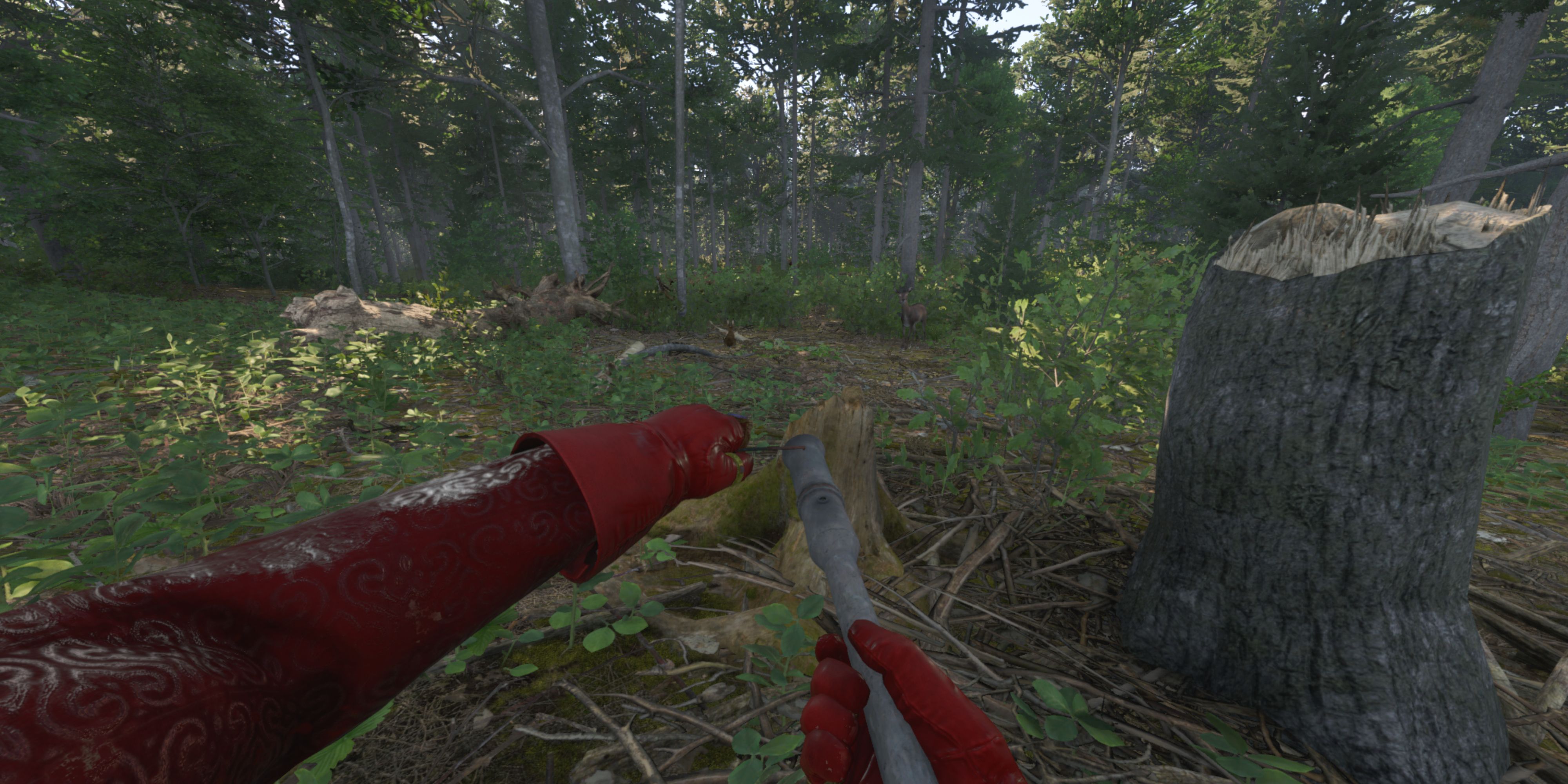 The player aims a gun at a rabbit - kingdom come deliverance 2