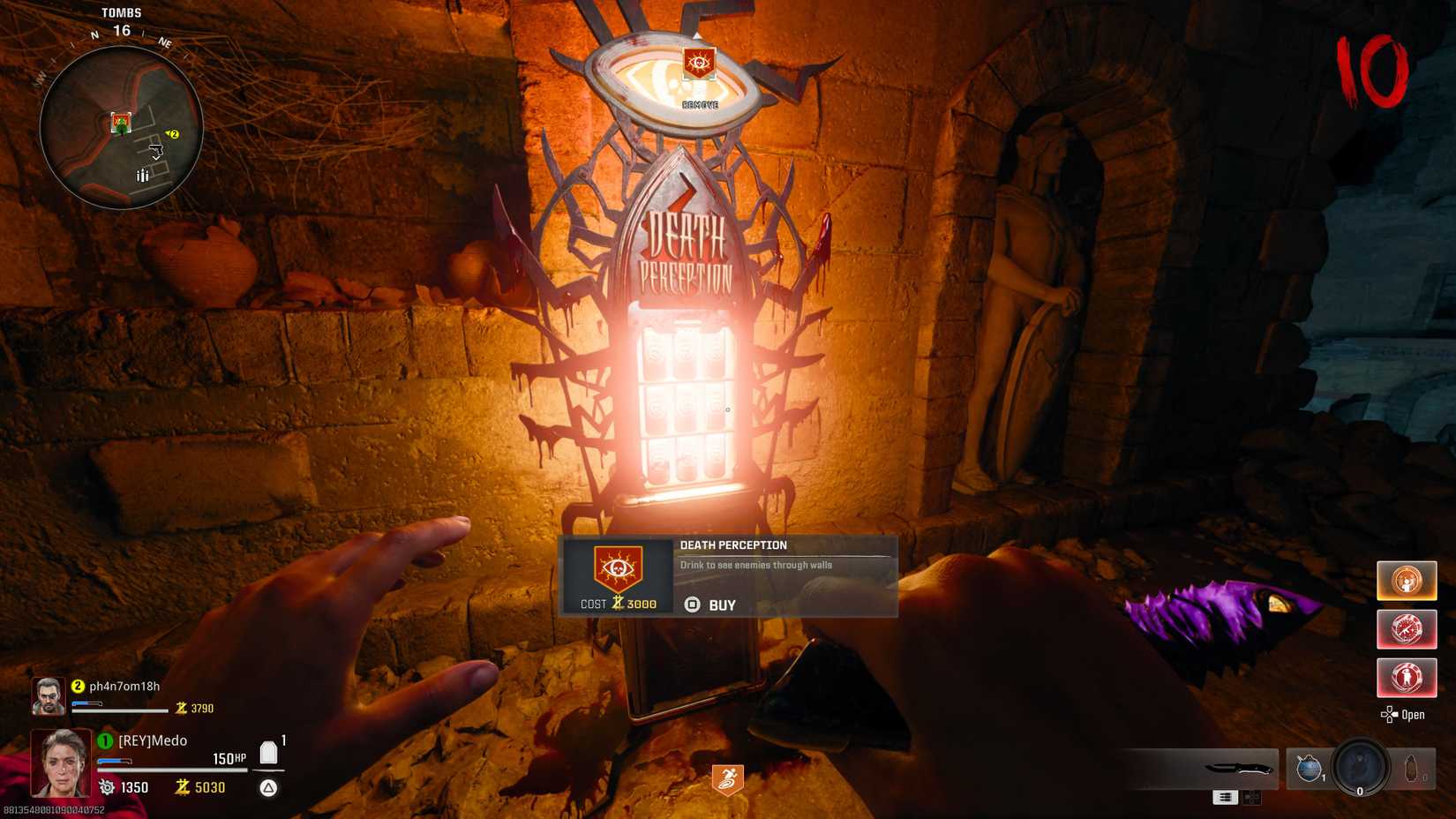 Player standing in front of the Death Perception machine - bo6